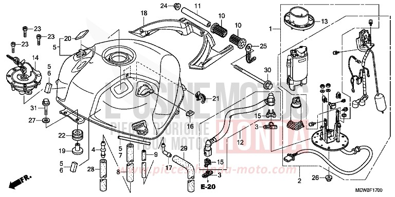 FUEL TANK for Deauville ABS CARNELIAN RED METALLIC (R296) from 2011